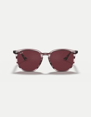 Ray-Ban - Rb4306 - Unregelmäßig geformte Sonnenbrille in gestreiftem Bordeaux-Havana mit lila Gläsern-Rot