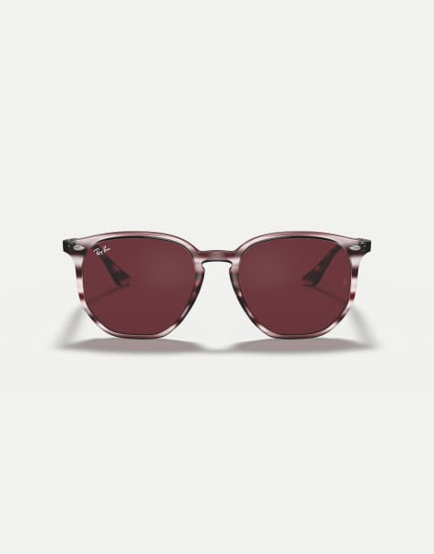Ray-Ban – Rb4306 – Unregelmäßig geformte Sonnenbrille in gestreiftem Bordeaux-Havana mit lila Gläsern - view 1