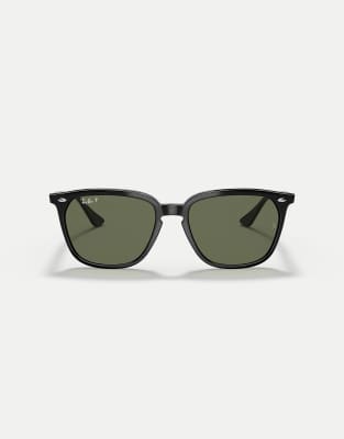 Ray-Ban - Rb4362 - Eckige, polarisierte Sonnenbrille in Schwarz mit grünen Gläsern