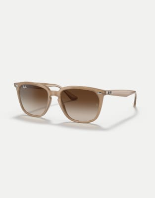 Ray-Ban - Rb4362 - Eckige Sonnenbrille in Hellbraun mit braunen Gläsern