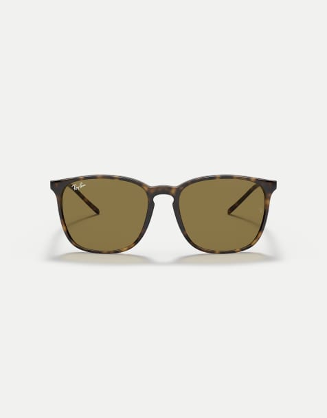 Ray-Ban Rb4387 square sunglasses with brown lens in light havana - view 1