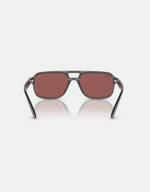 Ray-Ban Rb4414m scuderia ferrari collection irregular polarised sunglasses with silver mirrored lens in transparent grey, 2 of 4