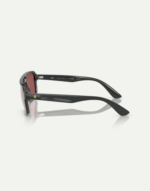 Ray-Ban Rb4414m scuderia ferrari collection irregular polarised sunglasses with silver mirrored lens in transparent grey, 4 of 4