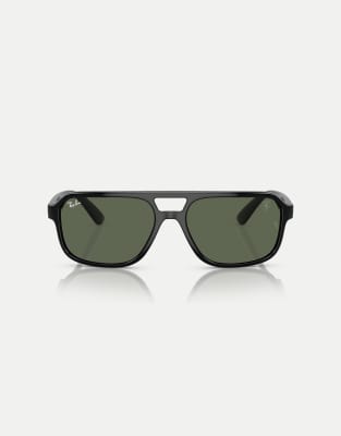 Ray-Ban Rb4414m scuderia ferrari collection irregular sunglasses with green lens in black - view 1
