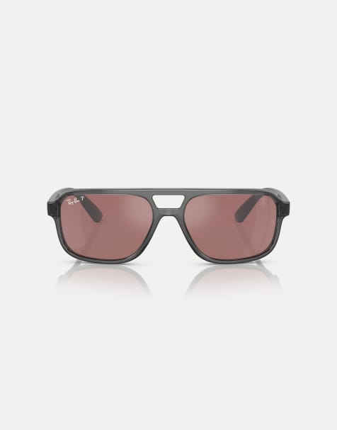 Ray-Ban – Rb4414m – Scuderia Ferrari Collection – Unregelmäßige, polarisierte Sonnenbrille in transparentem Grau mit silbrig verspiegelten Gläsern - view 1