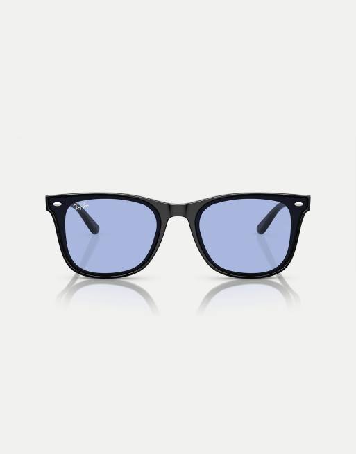 Ray-Ban – rb4420 – Eckige Sonnenbrille in Schwarz mit blauen Gläsern, 3 von 4