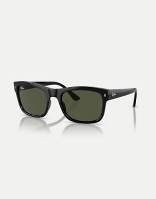 Ray-Ban - Rb4428 - Eckige Sonnenbrille in Schwarz mit grünen Gläsern