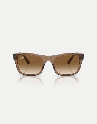 Ray-Ban - Rb4428 - Eckige Sonnenbrille in transparentem Hellbraun mit braunen Gläsern