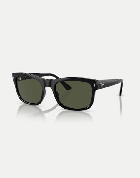 Ray-Ban Rb4428 square sunglasses with green lens in black - view 1