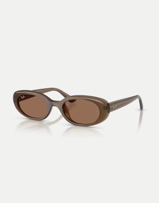 Ray-Ban - Rb4441d - Rechteckige Sonnenbrille in Opal Brown mit braunen Gläsern