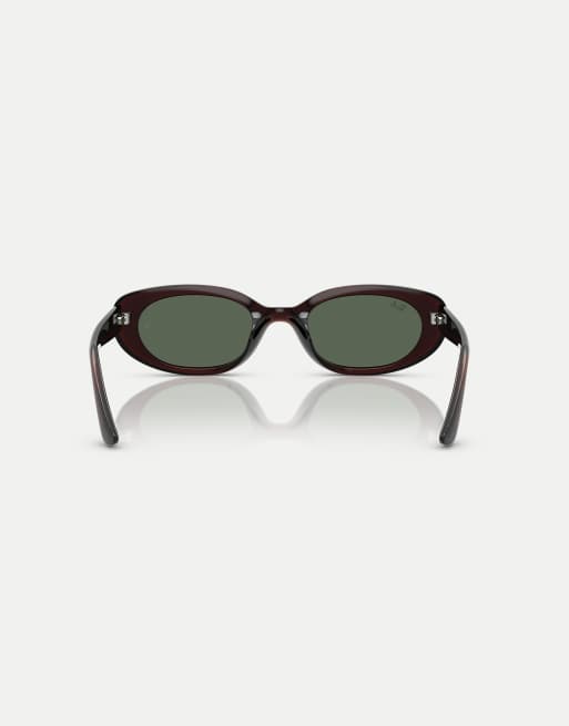 Ray-Ban – Rb4441d – Rechteckige Sonnenbrille in transparentem Braun mit grünen Gläsern, 2 von 3