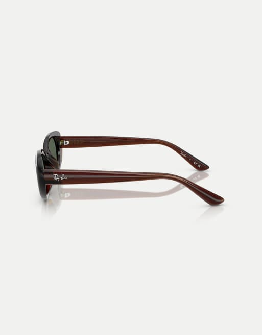 Ray-Ban – Rb4441d – Rechteckige Sonnenbrille in transparentem Braun mit grünen Gläsern, 3 von 3