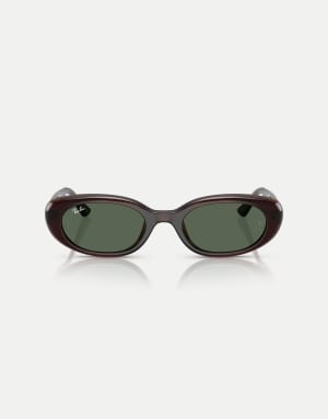 Ray-Ban Rb4441d rectangle sunglasses with green lens in transparent brown