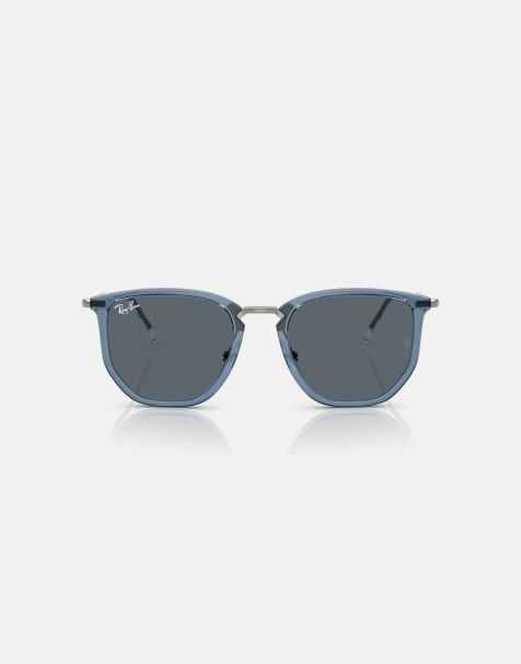 Ray-Ban Rb4451 irregular sunglasses with blue lens in transparent blue