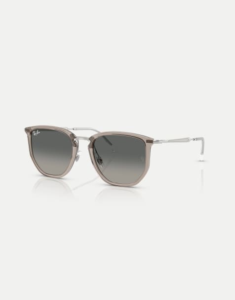 Ray-Ban Rb4451 irregular sunglasses with grey lens in transparent grey