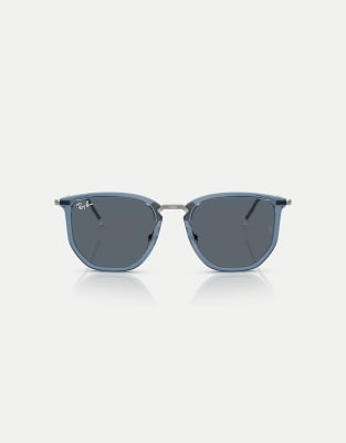 Ray-Ban - Rb4451 - Unregelmäßige Sonnenbrille in transparentem Blau mit blauen Gläsern