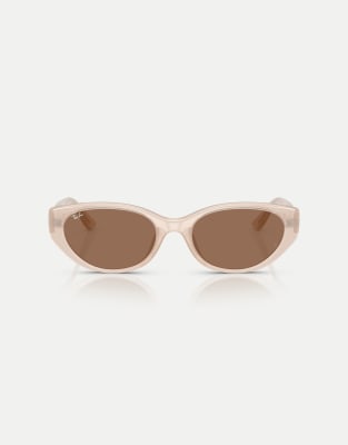 Ray-Ban - Rb4457d - Lunettes de soleil rectangulaires à verres marron - Beige opale - view 1