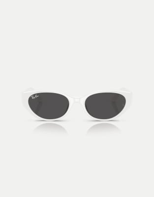 Ray-Ban - Rb4457d - Occhiali da sole rettangolari bianchi con lenti grigie - view 1