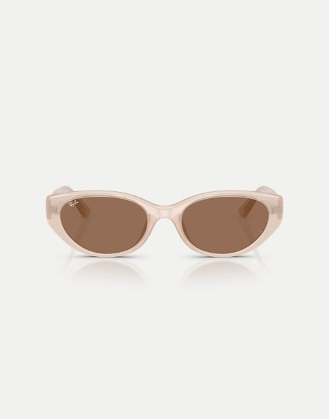Ray-Ban Rb4457d  rectangle sunglasses with brown lens in opal beige - view 1