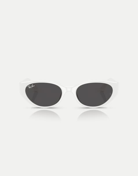 Ray-Ban Rb4457d  rectangle sunglasses with grey lens in white - view 1