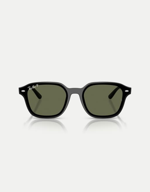 Ray-Ban – Rb4458D – Czarne kwadratowe okulary przeciwsłoneczne z zielonymi soczewkami z polaryzacją
