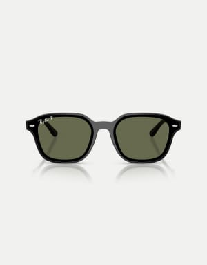 Ray-Ban Rb4458d square polarised sunglasses with green lens in black