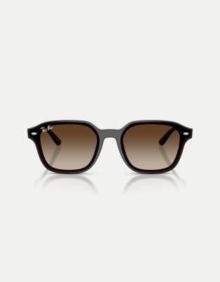 Ray-Ban Rb4458d square sunglasses with brown lens in transparent dark brown