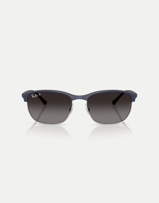 SUNGAIT Occhiali Da Sole Polarizzati Unisex - Montatura Blu Opaca, Lenti Grigie Sfumate, Cerniere A Molla