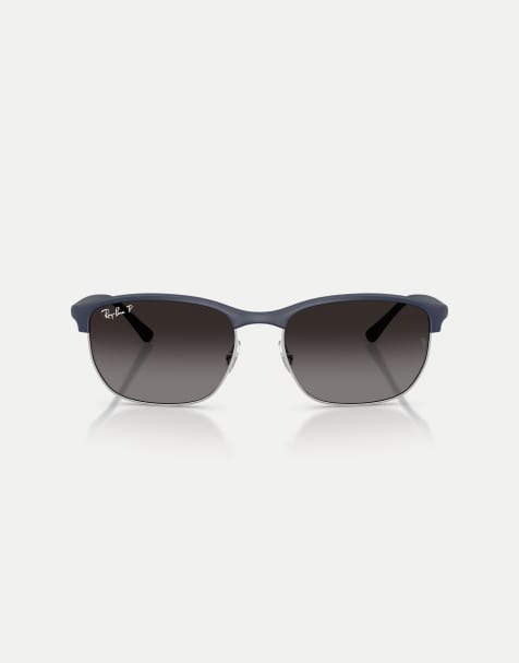 Ray-Ban Rb4469 liteforce square polarised sunglasses with grey lens in sand dark blue - view 1