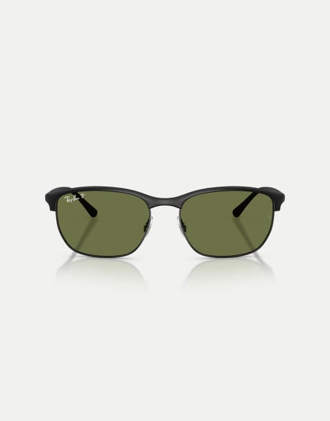 Ray-Ban - Rb4469 - Occhiali da sole squadrati color nero sabbia con lenti ultra polarizzate verdi - view 1