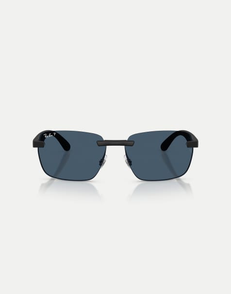 Ray-Ban Rb4470 polarized ultra lenses irregular polarised sunglasses with blue lens in sand black - view 1