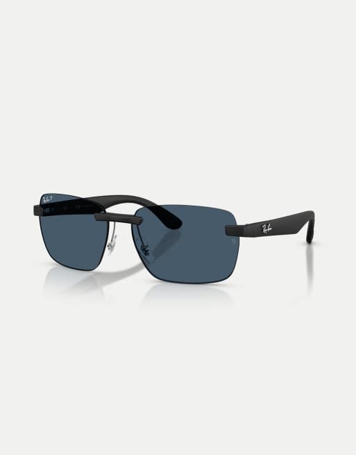 Ray-Ban Rb4470 polarized ultra lenses irregular polarised sunglasses with blue lens in sand black, 2 of 4