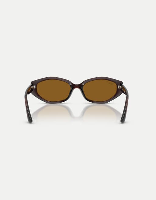 Ray-Ban Rb4473d irregular polarised sunglasses with brown lens in dark brown, 3 of 4