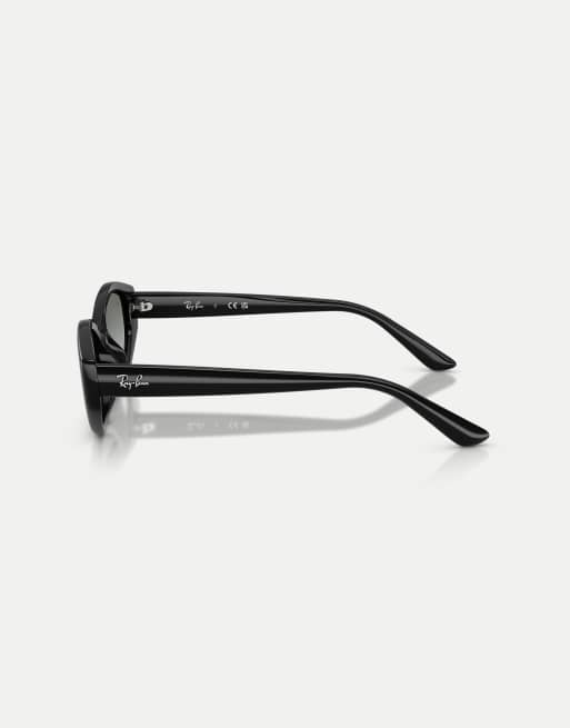 Ray-Ban Rb4473d irregular sunglasses with grey lens in black, 4 of 4