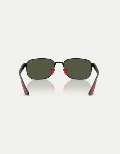 Ray-Ban Rb8329m scuderia ferarri collection irregular sunglasses with green lens in matte black, 3 of 4