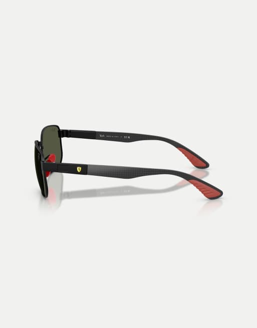 Ray-Ban Rb8329m scuderia ferarri collection irregular sunglasses with green lens in matte black, 4 of 4