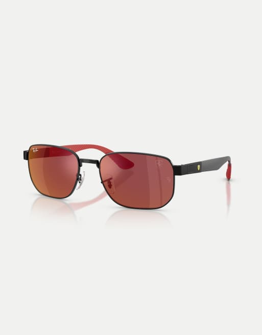 Ray-Ban Rb8329m scuderia ferrari collection irregular sunglasses with red mirrored lens in black, 2 of 4