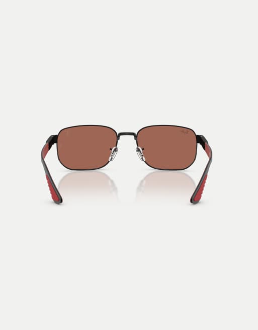 Ray-Ban Rb8329m scuderia ferrari collection irregular sunglasses with red mirrored lens in black, 3 of 4