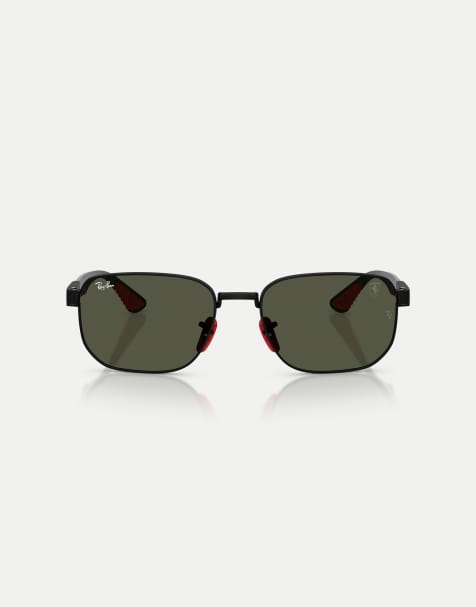 Ray-Ban – Rb8329m – Scuderia Ferrari Collection – Unregelmäßig geformte Sonnenbrille in mattem Schwarz mit grünen Gläsern - view 1