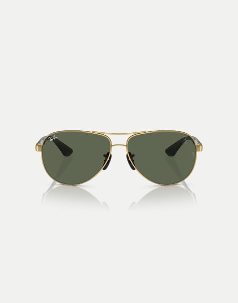 Ray-Ban Rb8331m scuderia ferrari collection pilot sunglasses with green lens in arista gold - view 1