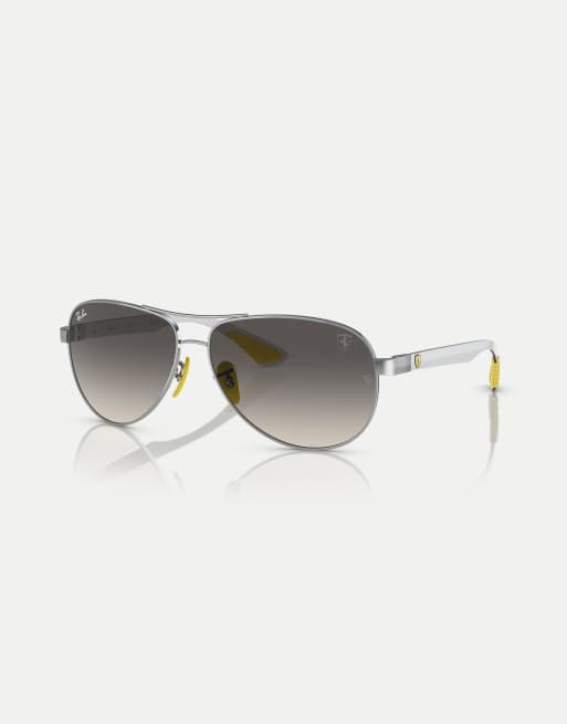 Ray-Ban Rb8331m scuderia ferrari collection pilot sunglasses with grey lens in silver, 3 of 4