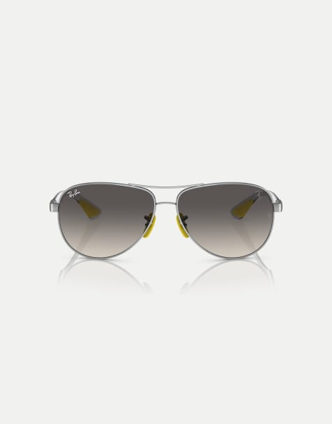Ray-Ban – Rb8331m – Scuderia Ferrari Collection – Piloten-Sonnenbrille in Silber mit grauen Gläsern - view 1