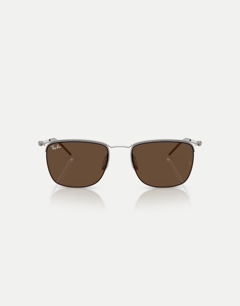 Ray-Ban Rb8550 lunettes de soleil carrées avec verres marron en gunmetal - view 1
