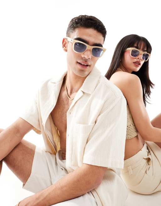 Ray-Ban – Reverse – Kremowo-niebieskie okulary przeciwsłoneczne typu wayfarer, 4 z 4