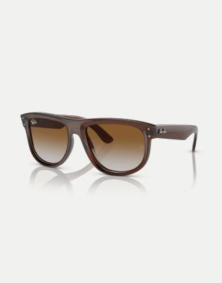 Ray-Ban - Reverse - Sonnenbrille in transparentem Braun mit braunen Gläsern-Brown