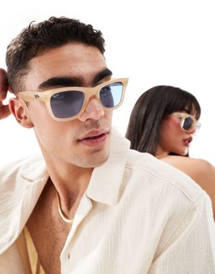 Ray-Ban reverse wayfarer sunglasses in cream/blue-White