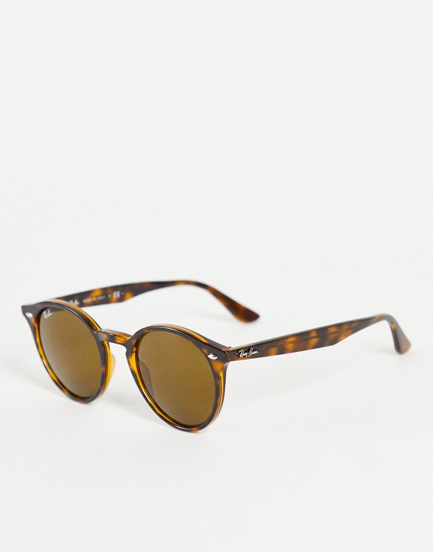 Ray-Ban - Ronde uniseks zonnebril in bruin 0RB2180