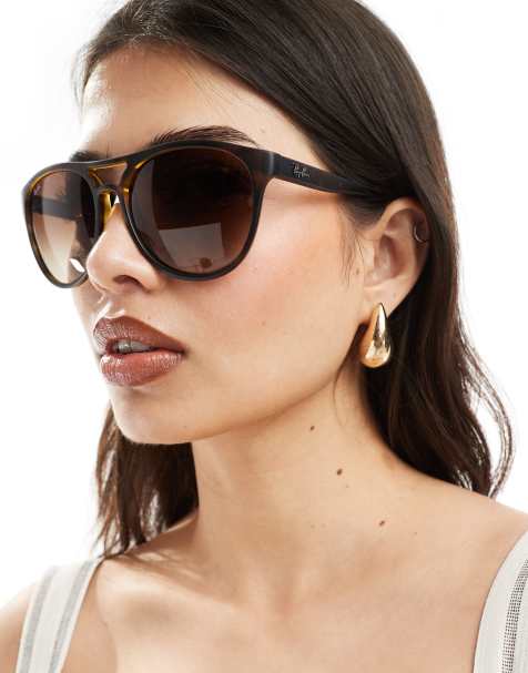 Ray-Ban round double bridged sunglasses in tortoiseshell - view 1