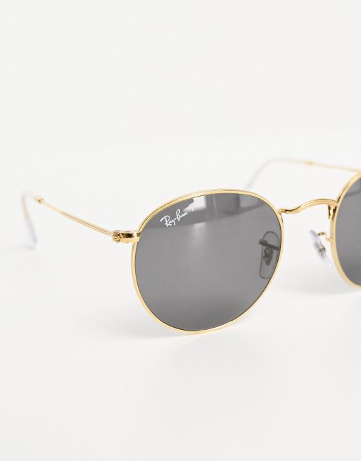 Ray-Ban Jack round hex sunglasses in gold and brown