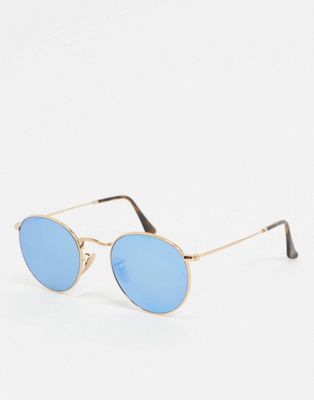 Ray-ban round sunglasses in gold with 